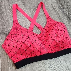 VSX VICTORIA'S SECRET SPORT Sports Bra Athletic Wear Geometric Pink Black 34DD